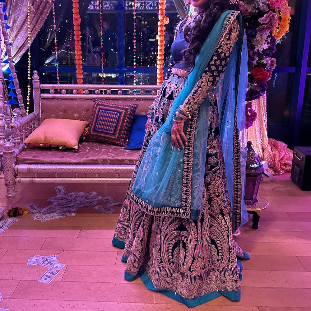 Mehendi choli lehenga Saira rizwan Indian Pakistani dress